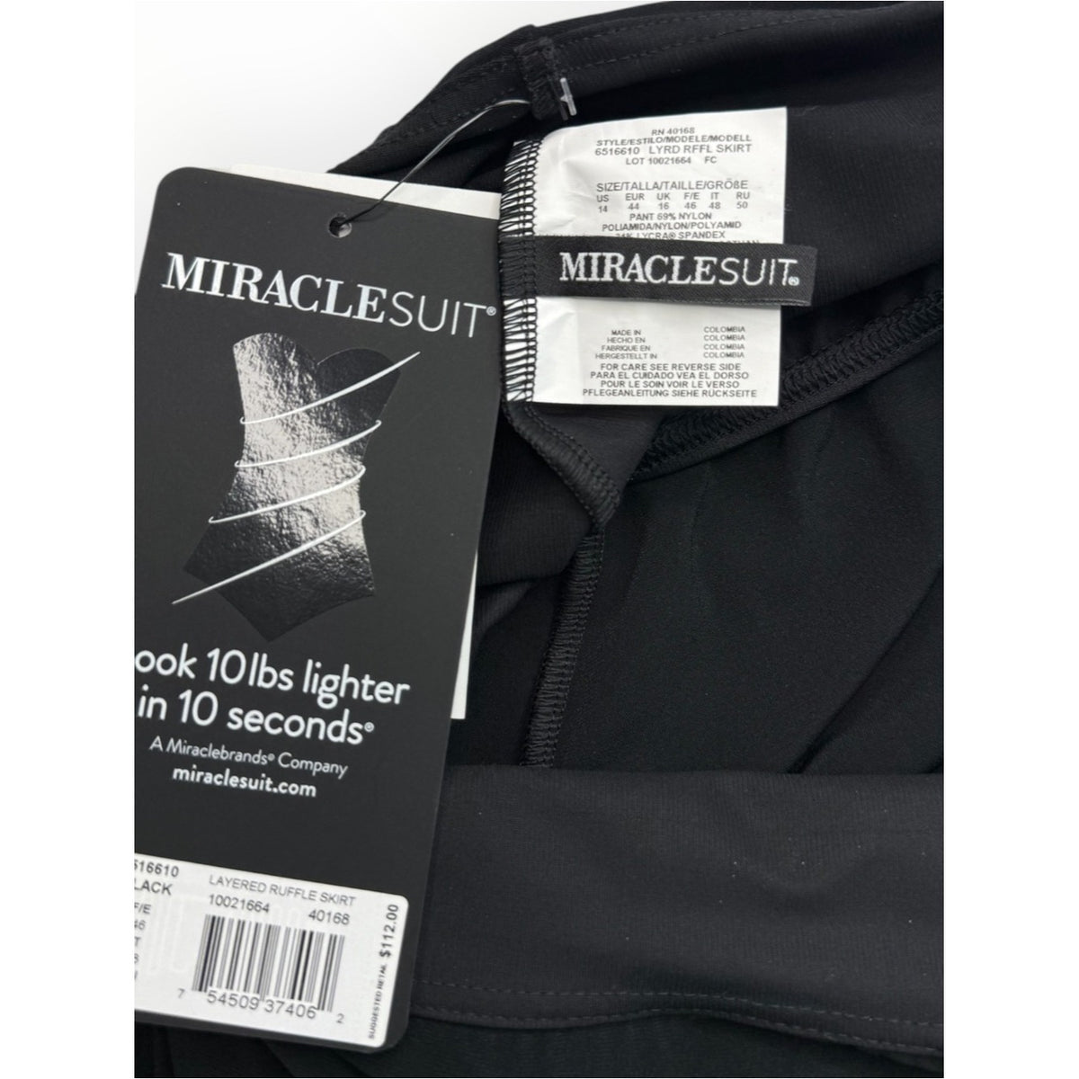 Miracle Suit NWT Black Layered Ruffle Swim Skort Size 14