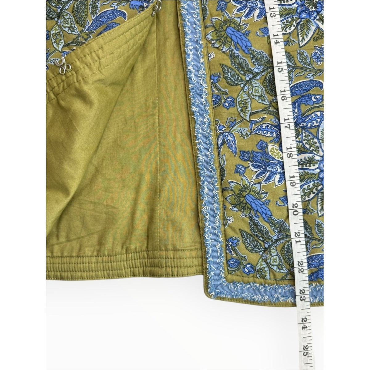 Talbots Quilted Floral Jacket – Olive Green & Lakeshore Blue Size XS