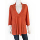 Eileen Fisher Soft Melon Orange Cotton & Cashmere V-Neck Sweater Size XL