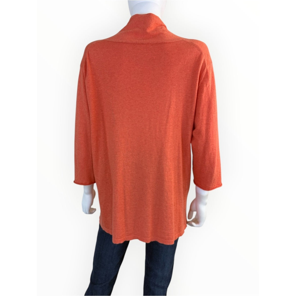 Eileen Fisher Soft Melon Orange Cotton & Cashmere V-Neck Sweater Size XL