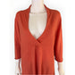 Eileen Fisher Soft Melon Orange Cotton & Cashmere V-Neck Sweater Size XL