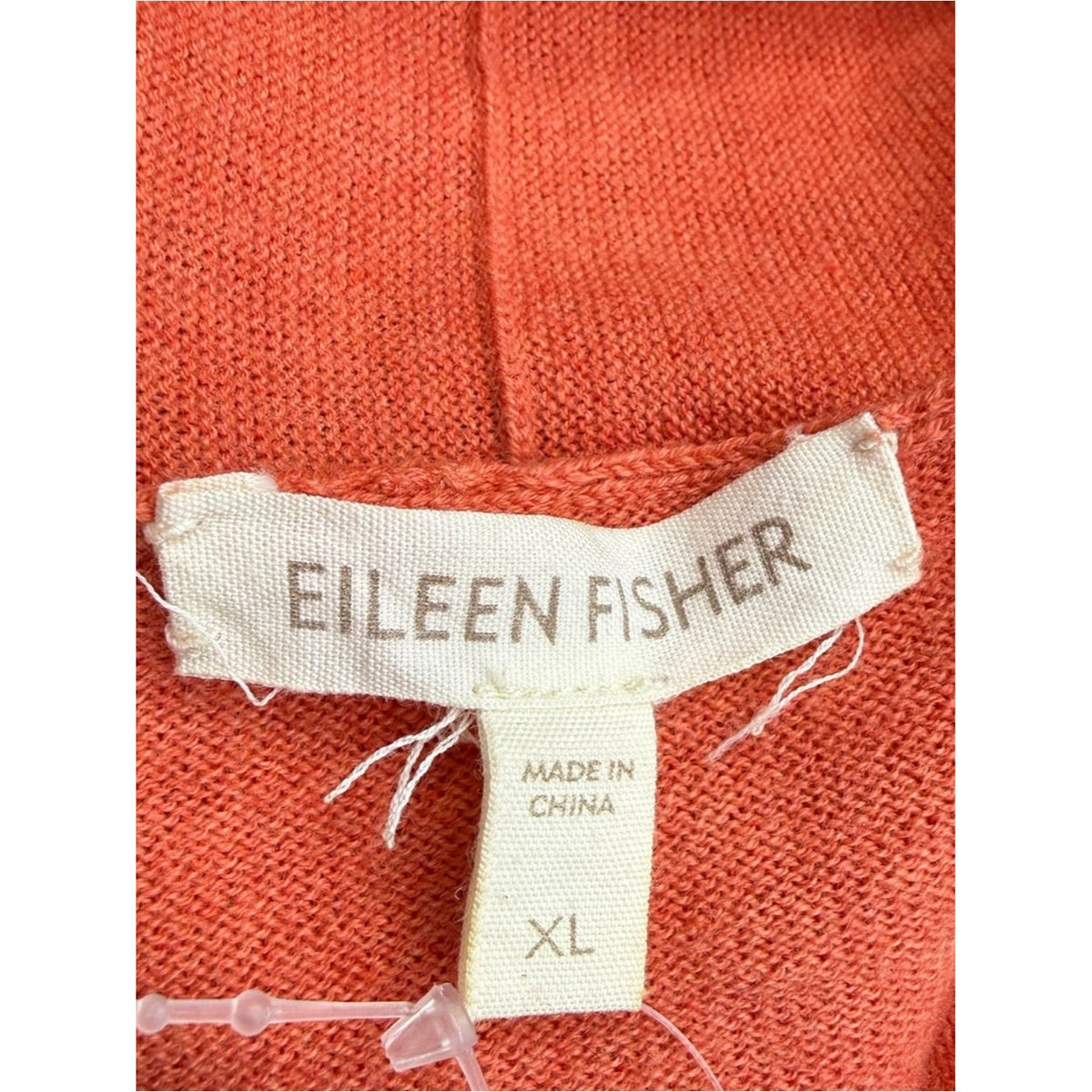 Eileen Fisher Soft Melon Orange Cotton & Cashmere V-Neck Sweater Size XL