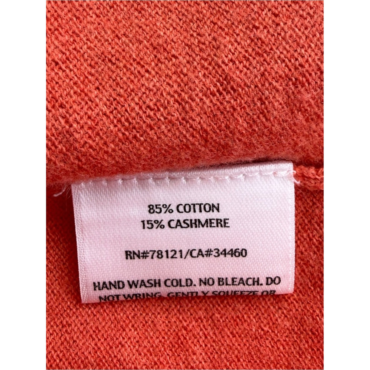 Eileen Fisher Soft Melon Orange Cotton & Cashmere V-Neck Sweater Size XL