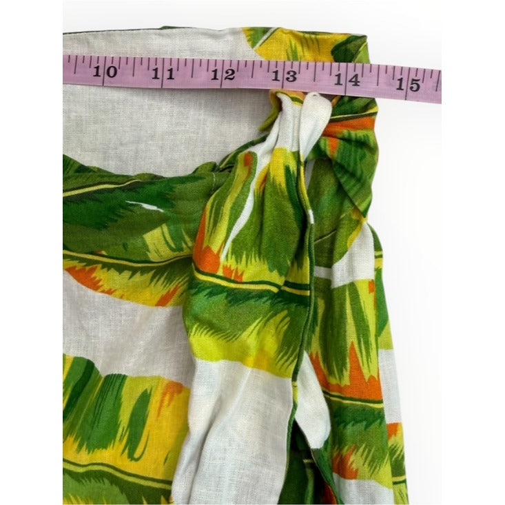Cynthia Rowley NWT Green Tropical Leaf Linen Wrap Skirt Size XS