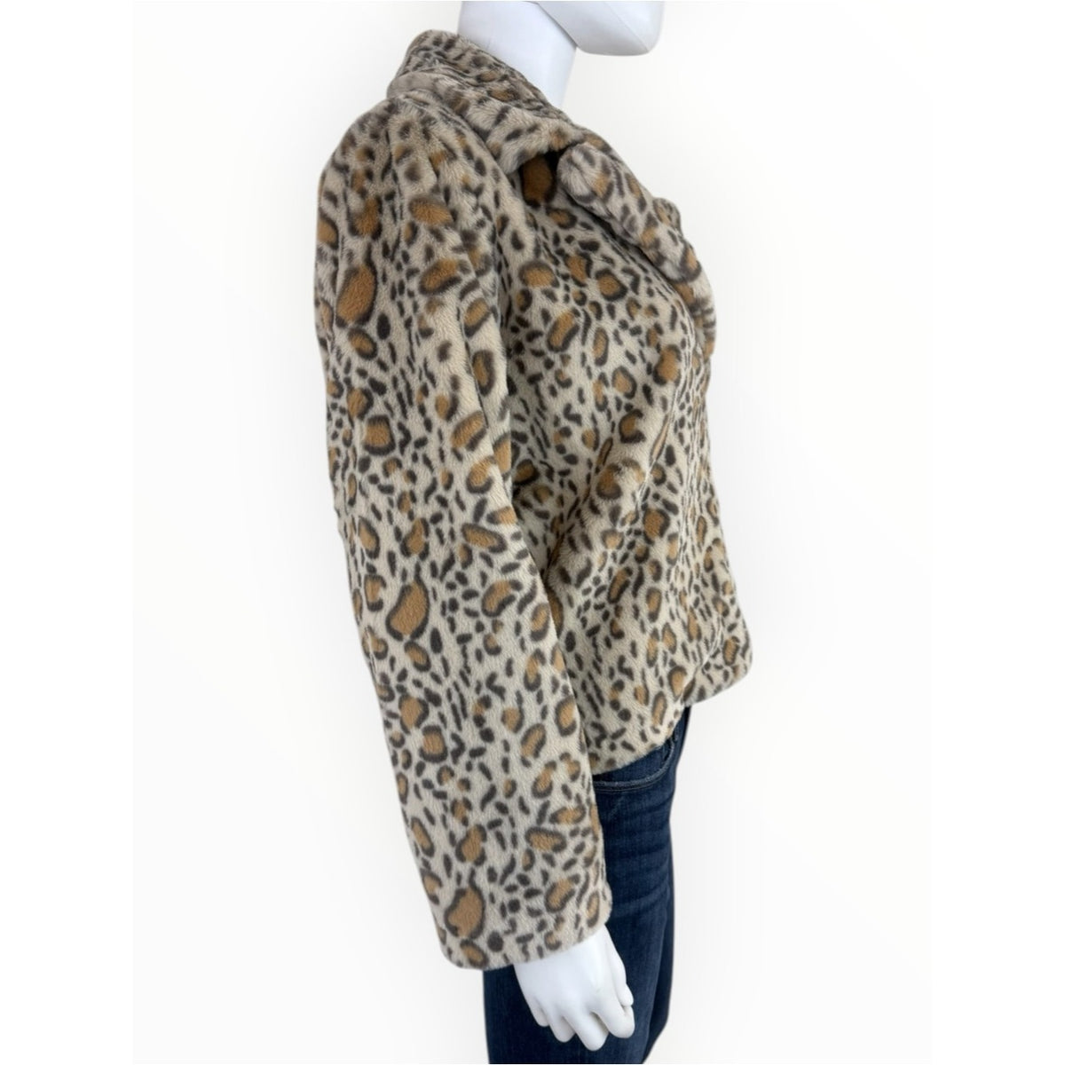1.STATE Women's Faux-Fur Leopard-Print Jacket Size M