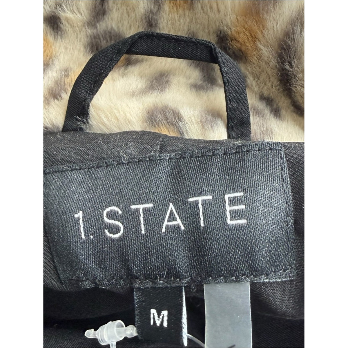 1.STATE Women's Faux-Fur Leopard-Print Jacket Size M