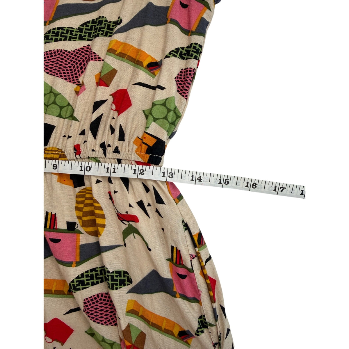THML Womens Sleeveless Abstract Print Dress With Denim Trim - Size S