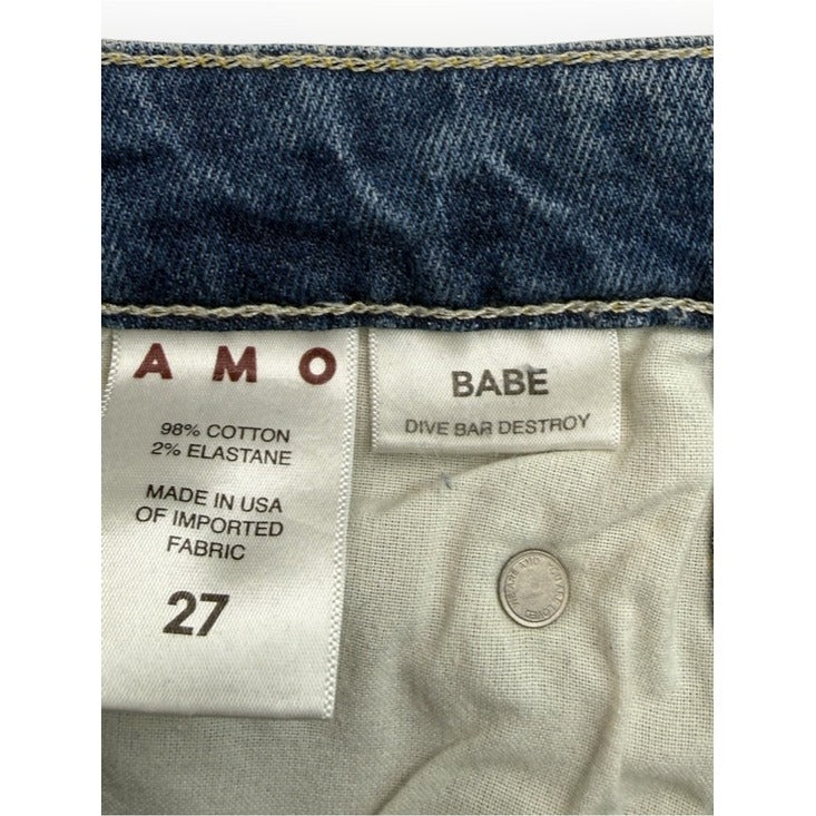 AMO Denim BABE Dive Bar Destroyed Jeans High Rise Size 26