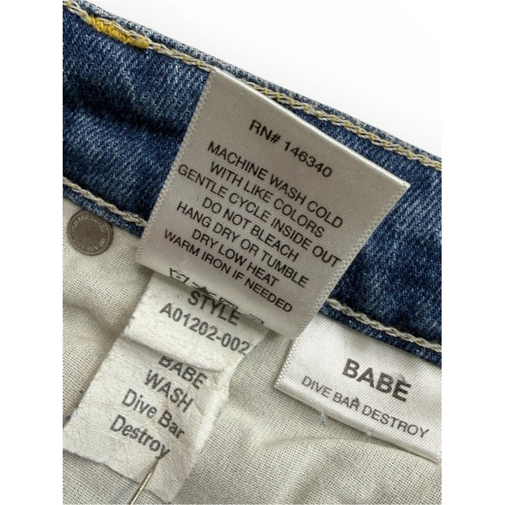 AMO Denim BABE Dive Bar Destroyed Jeans High Rise Size 26