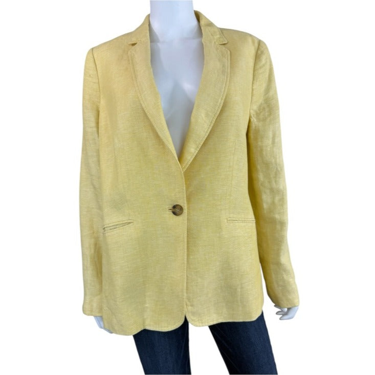 Talbots Yellow 100% Linen Blazer Size XL