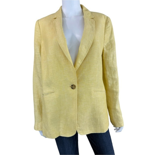 Talbots Yellow 100% Linen Blazer Size XL