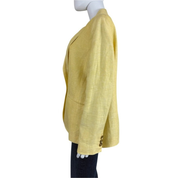 Talbots Yellow 100% Linen Blazer Size XL