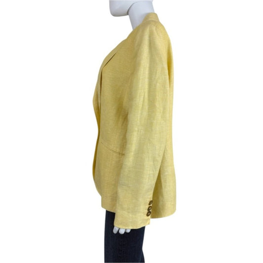 Talbots Yellow 100% Linen Blazer Size XL