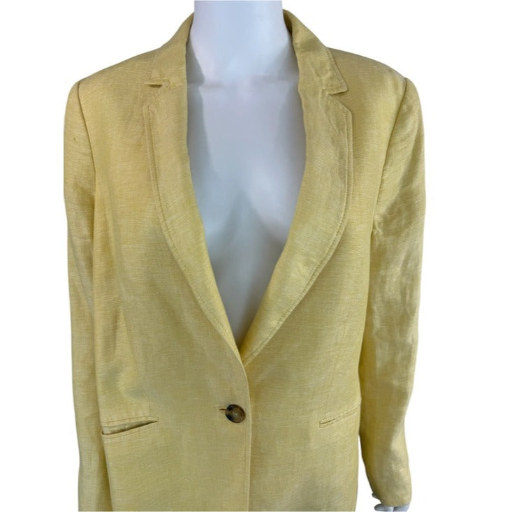 Talbots Yellow 100% Linen Blazer Size XL
