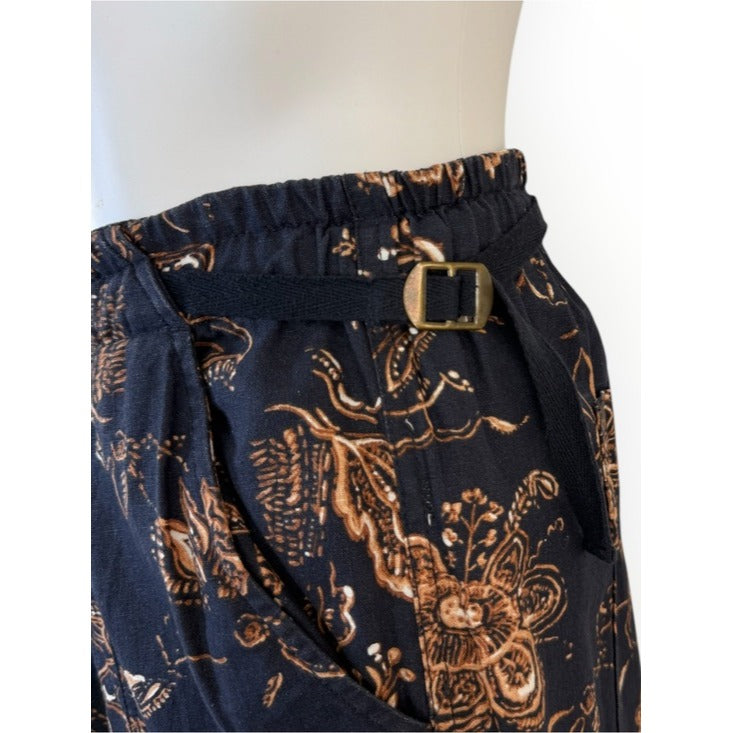 PILCRO NWT Blue Floral Beach Cargo Linen Pants Size M