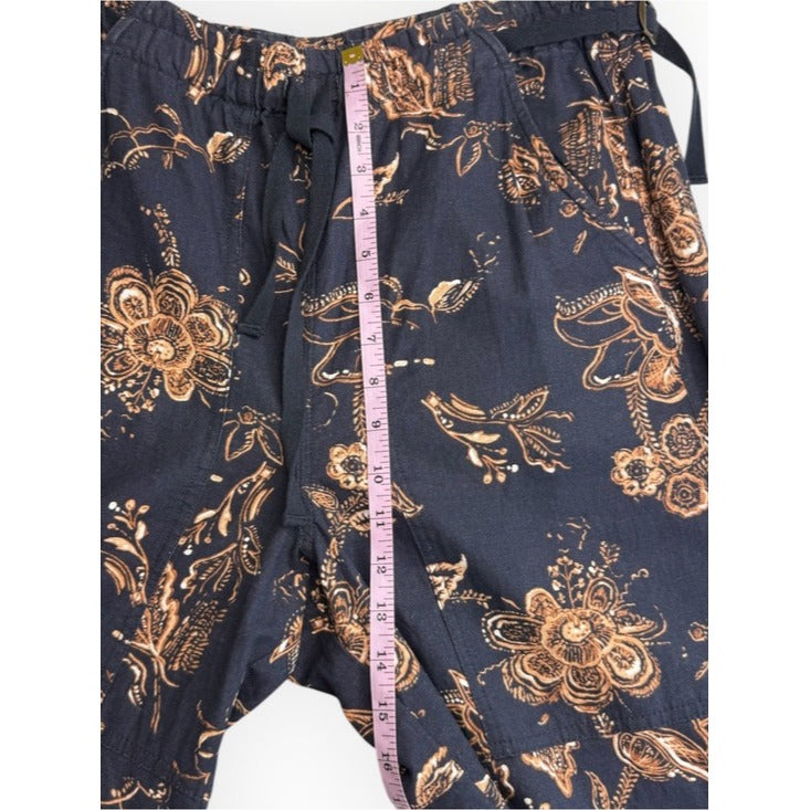 PILCRO NWT Blue Floral Beach Cargo Linen Pants Size M