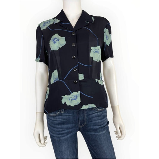 Vintage Carlisle 100% Silk Floral Print Top Size 2