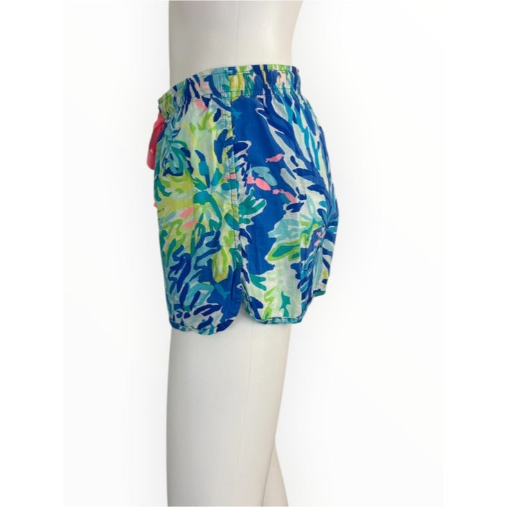 Lilly Pulitzer Blue 100% Cotton Tropical Print Shorts Size XL