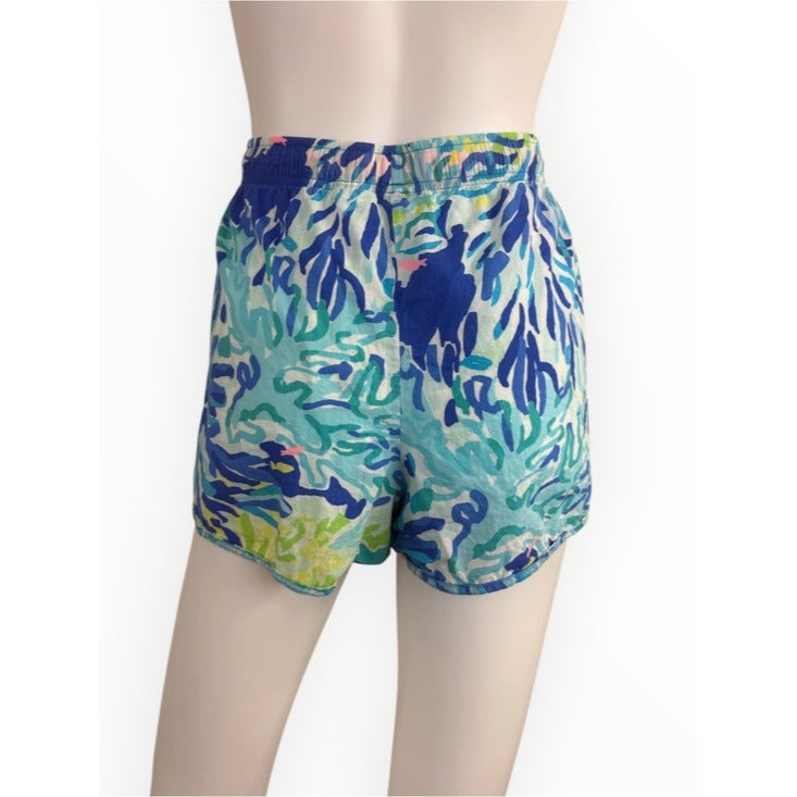 Lilly Pulitzer Blue 100% Cotton Tropical Print Shorts Size XL