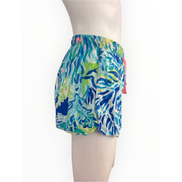 Lilly Pulitzer Blue 100% Cotton Tropical Print Shorts Size XL