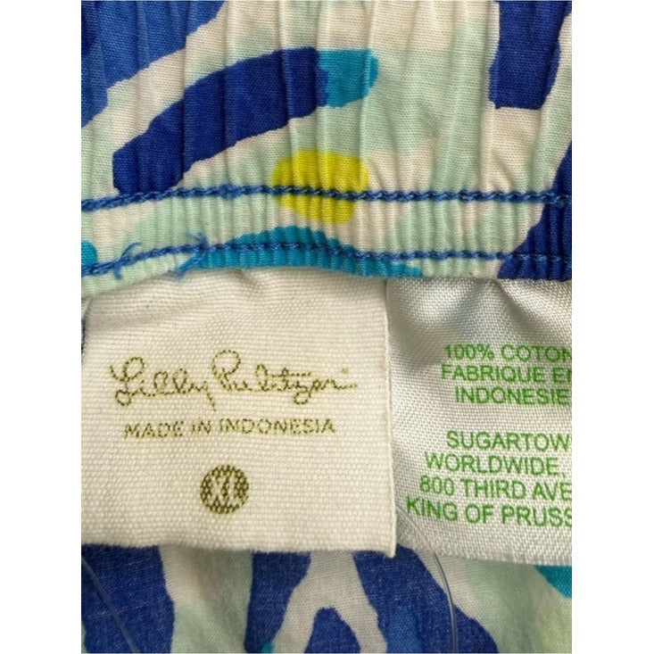 Lilly Pulitzer Blue 100% Cotton Tropical Print Shorts Size XL