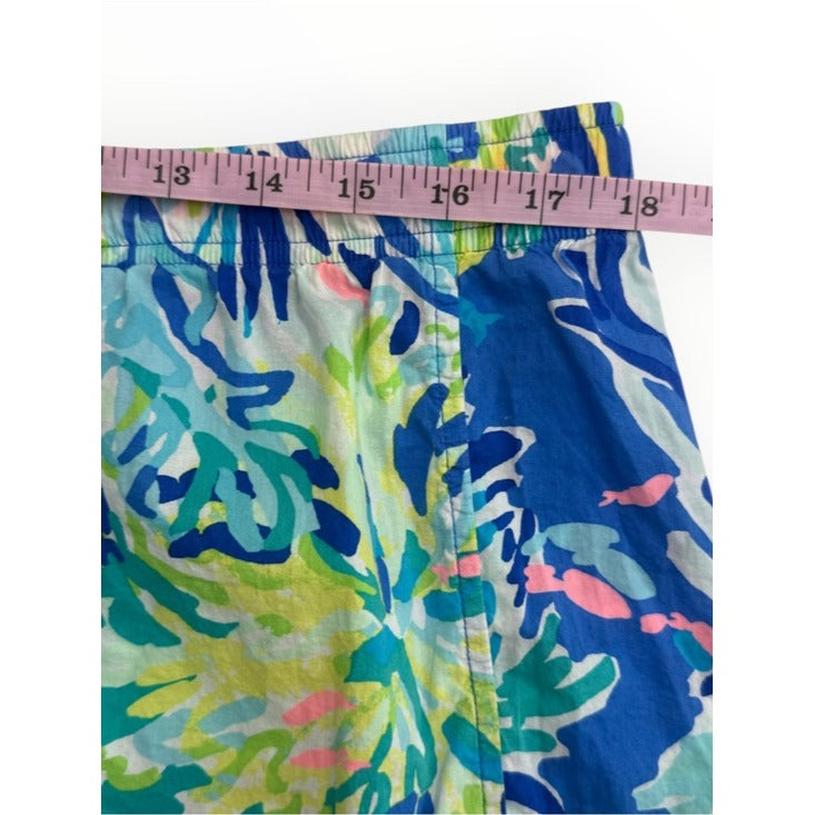 Lilly Pulitzer Blue 100% Cotton Tropical Print Shorts Size XL