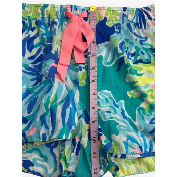 Lilly Pulitzer Blue 100% Cotton Tropical Print Shorts Size XL