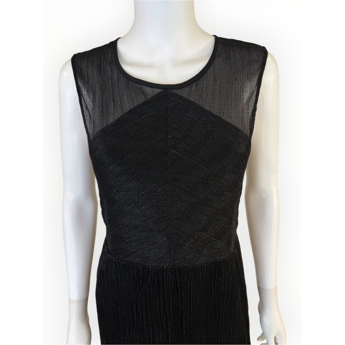 Sandro Black Sleeveless Plisse Midi Cocktail Dress Size M