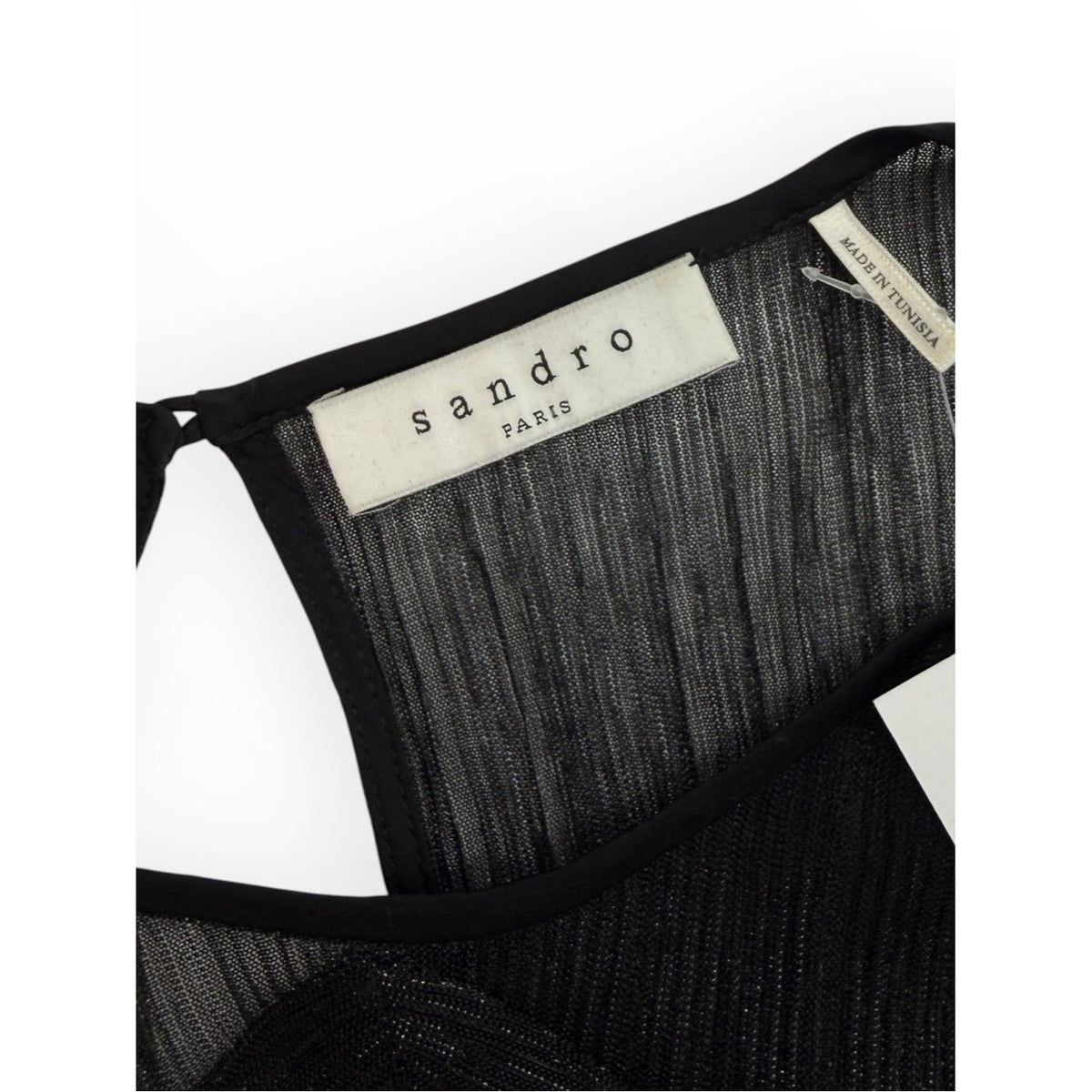 Sandro Black Sleeveless Plisse Midi Cocktail Dress Size M