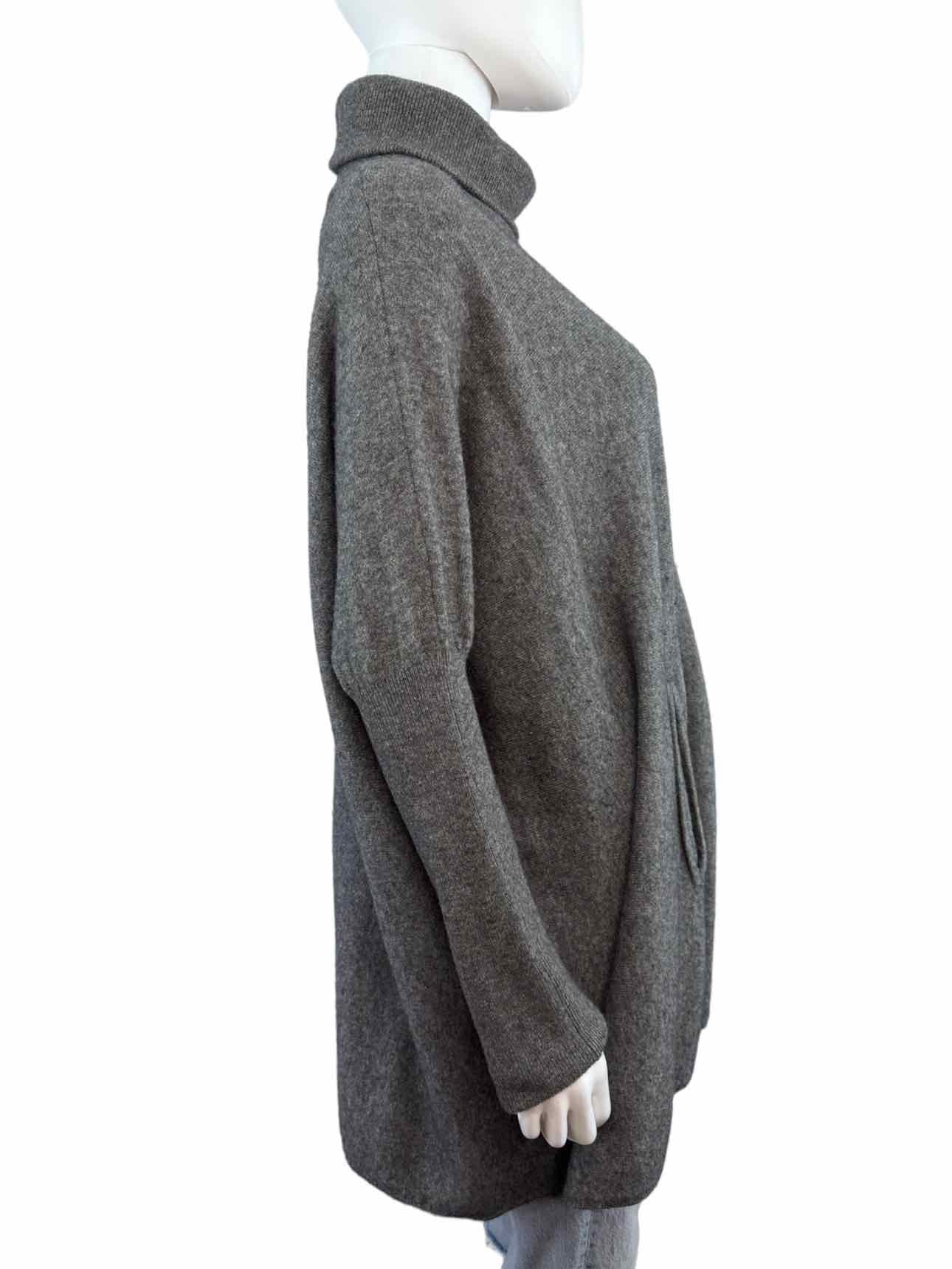 Garnet Hill Gray Wool Cashmere Blend Turtleneck Sweater Size XL