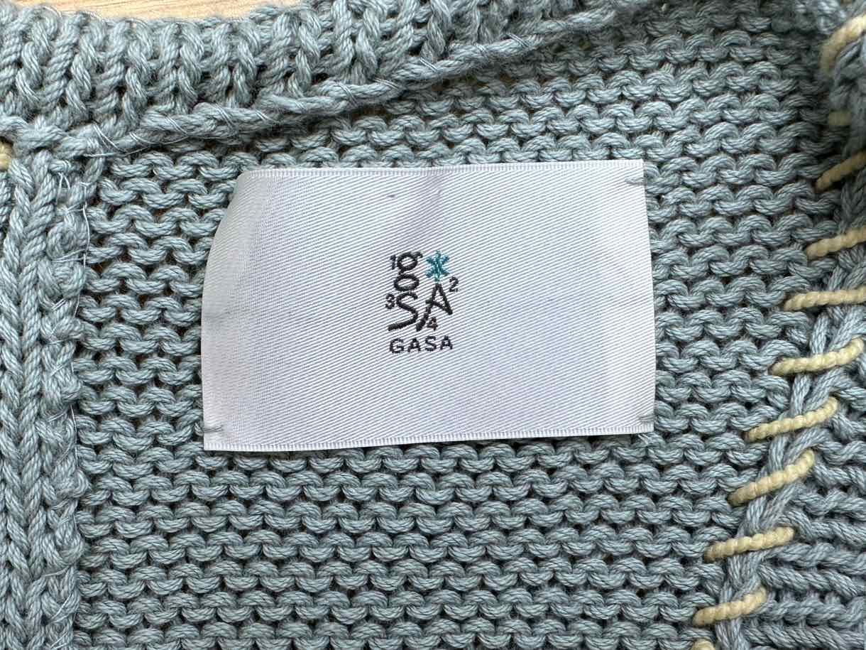 Gasa Blue Sleeveless Crochet Trim Sweater Size S