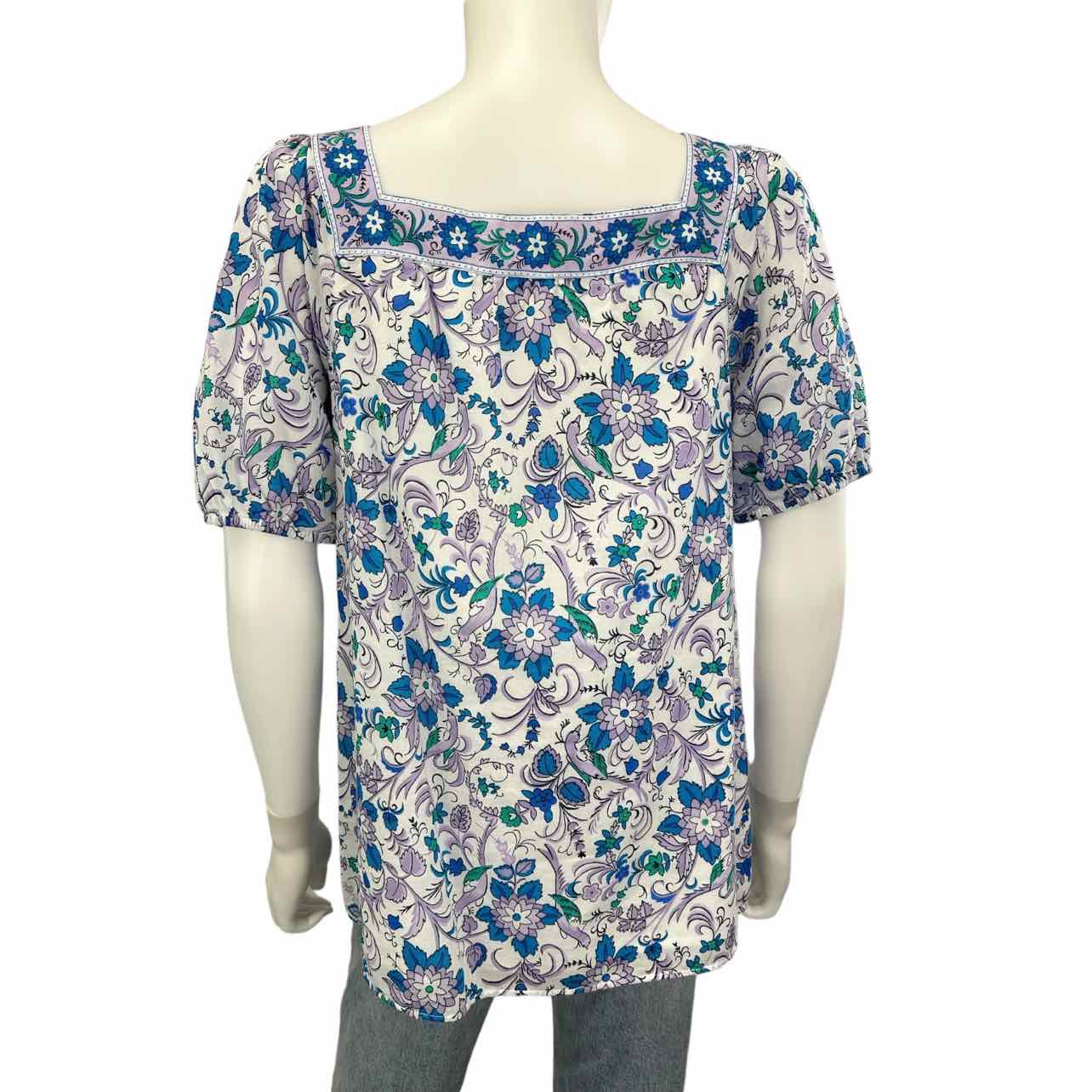 Talbots Blue Scalloped Sleeve Top Size SP – alineconsignment