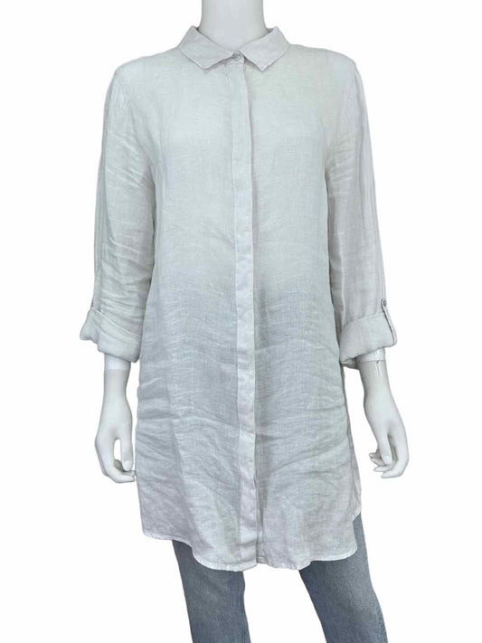 TAHARI NWT White 100% Linen Tunic Button-down Size XL