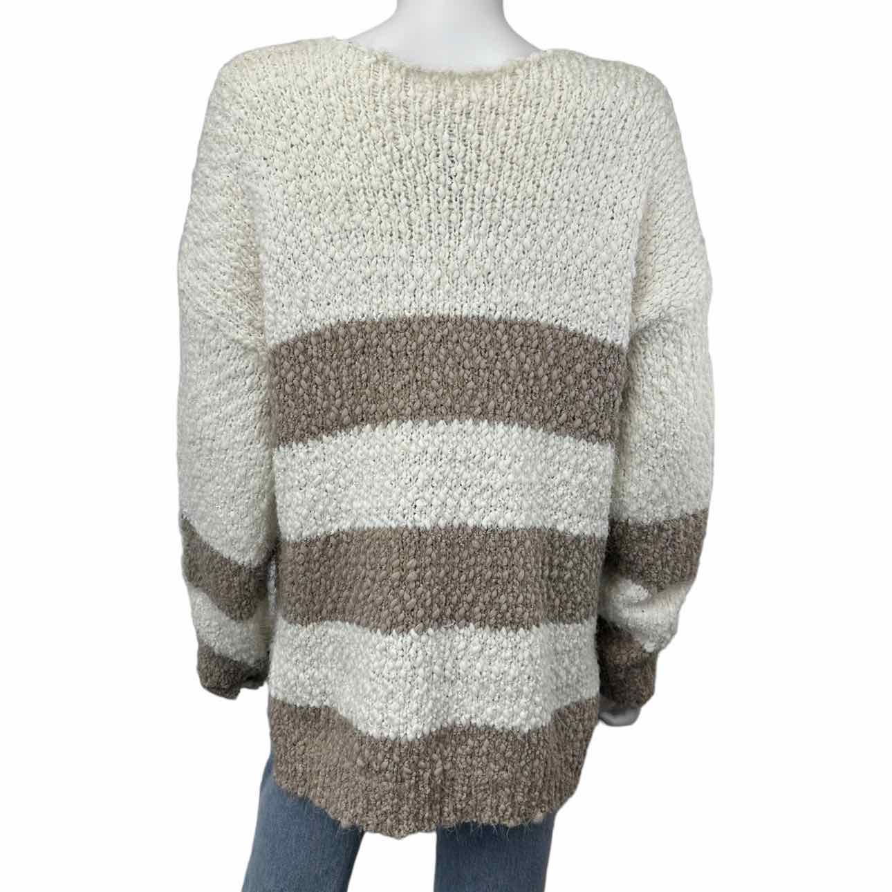 Newbury Kustom NWT White Striped Eyelash Sweater Size L
