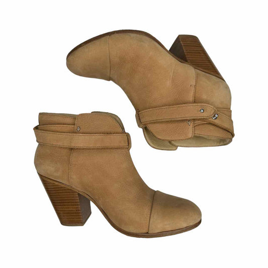 Rag & Bone Brown Leather HARROW Block Heel Bootie Size 39