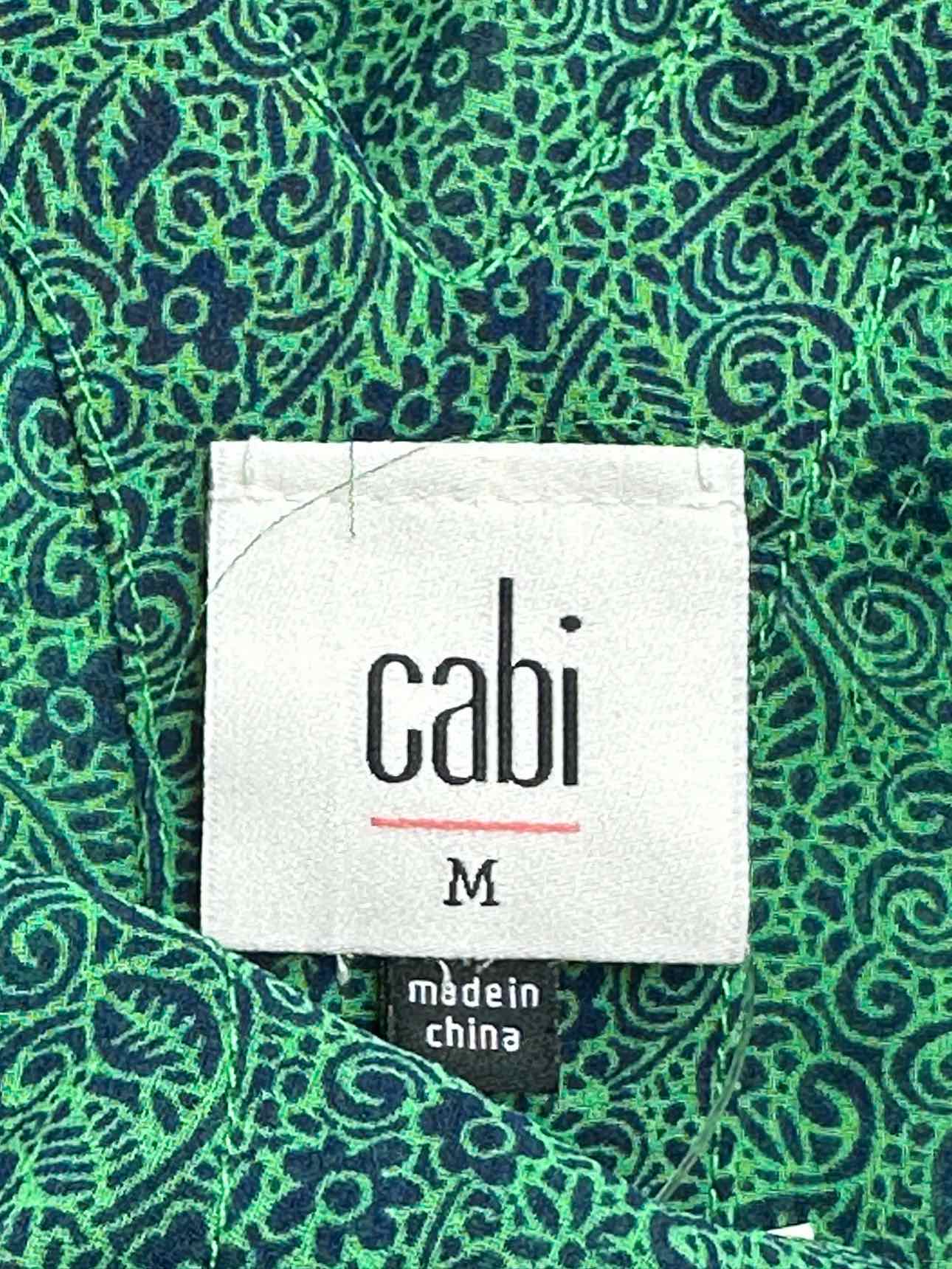 cabi Green Floral Print BOUNTIFUL Blouse Size M