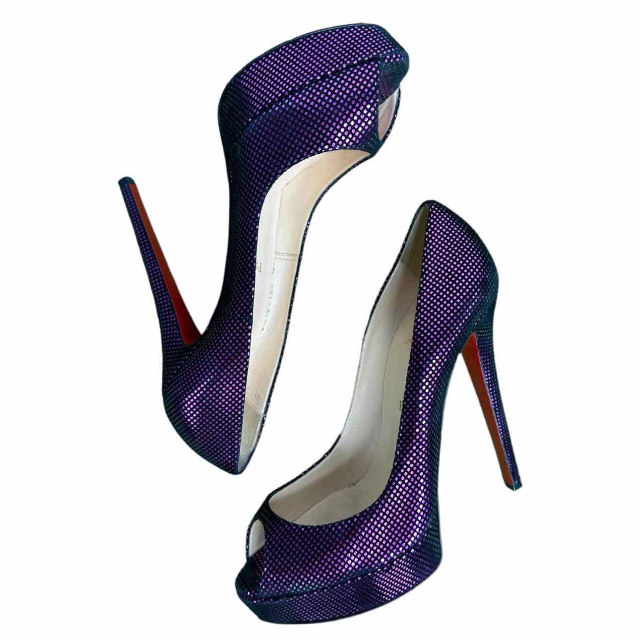 Christian Louboutin ROLANDO Purple Metallic Platform Stiletto, sexy stiletto