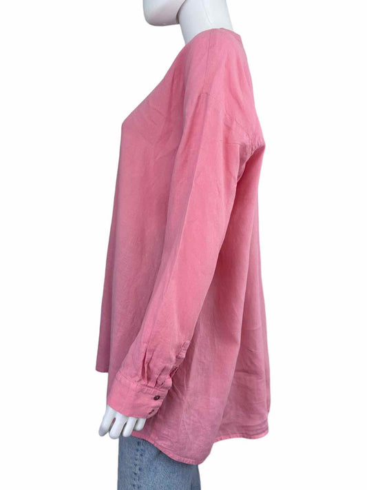 EILEEN FISHER Pink 100% Organic Cotton Button-down Size XL