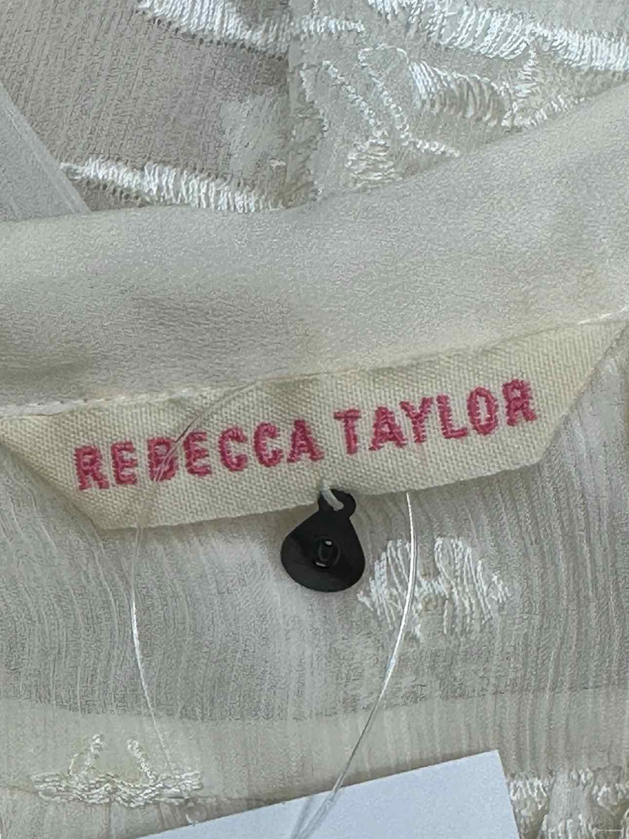 REBECCA TAYLOR Cream 100% Silk Embroidered Top Size 0