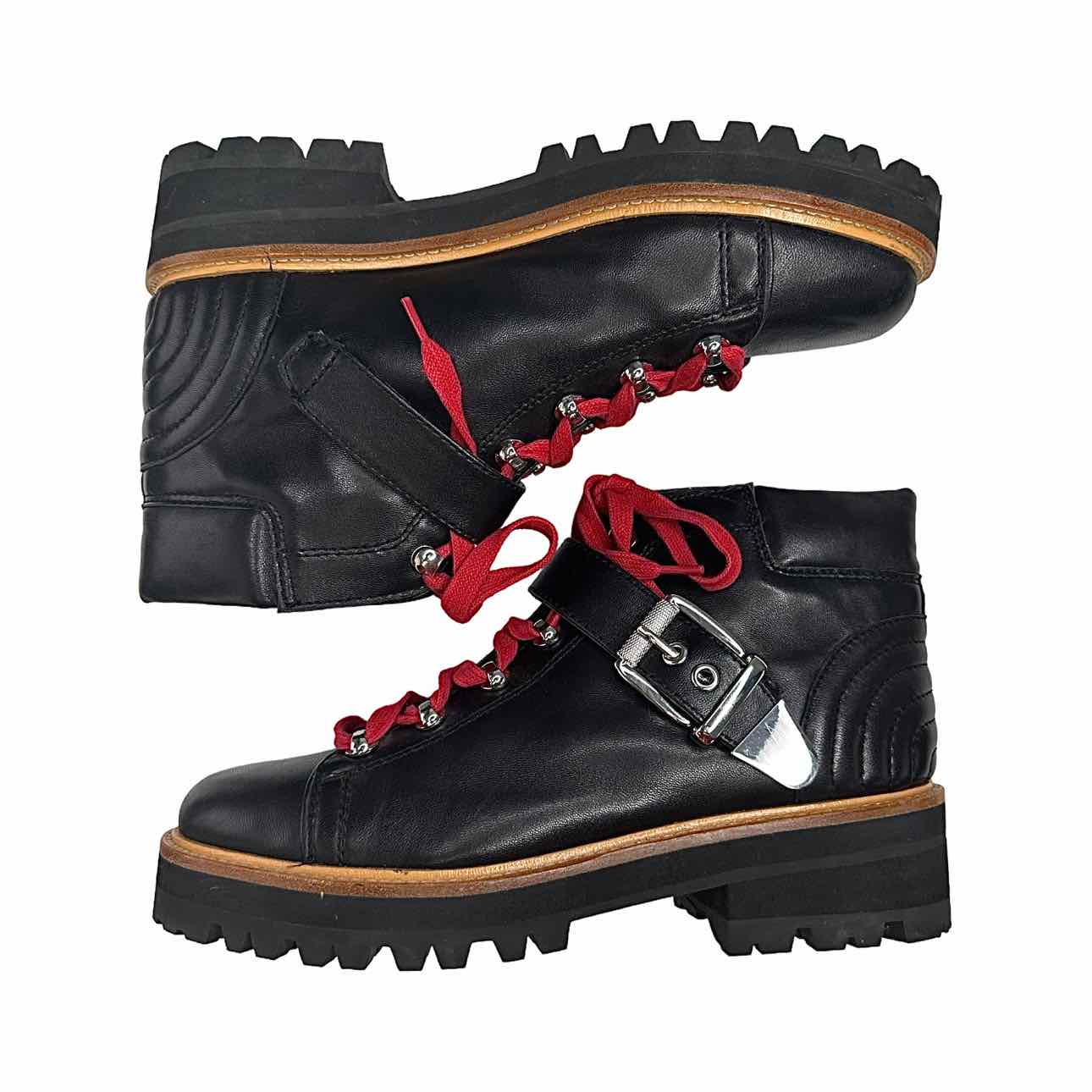 MARC FISHER LTD Indre Black Leather Platform Boot Size 9.5