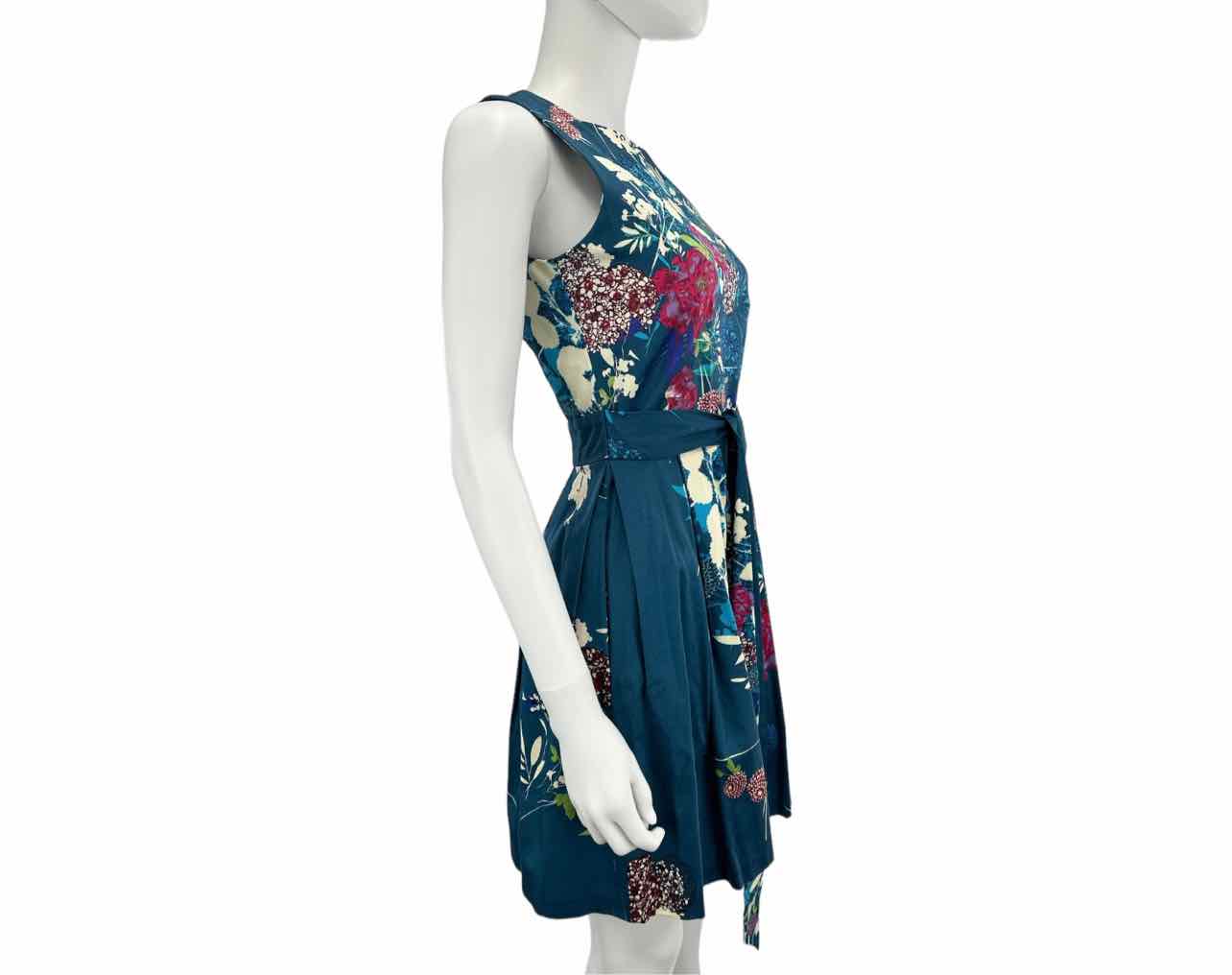 Closet London NWT Teal Floral Print Fit & Flare Dress Size 2