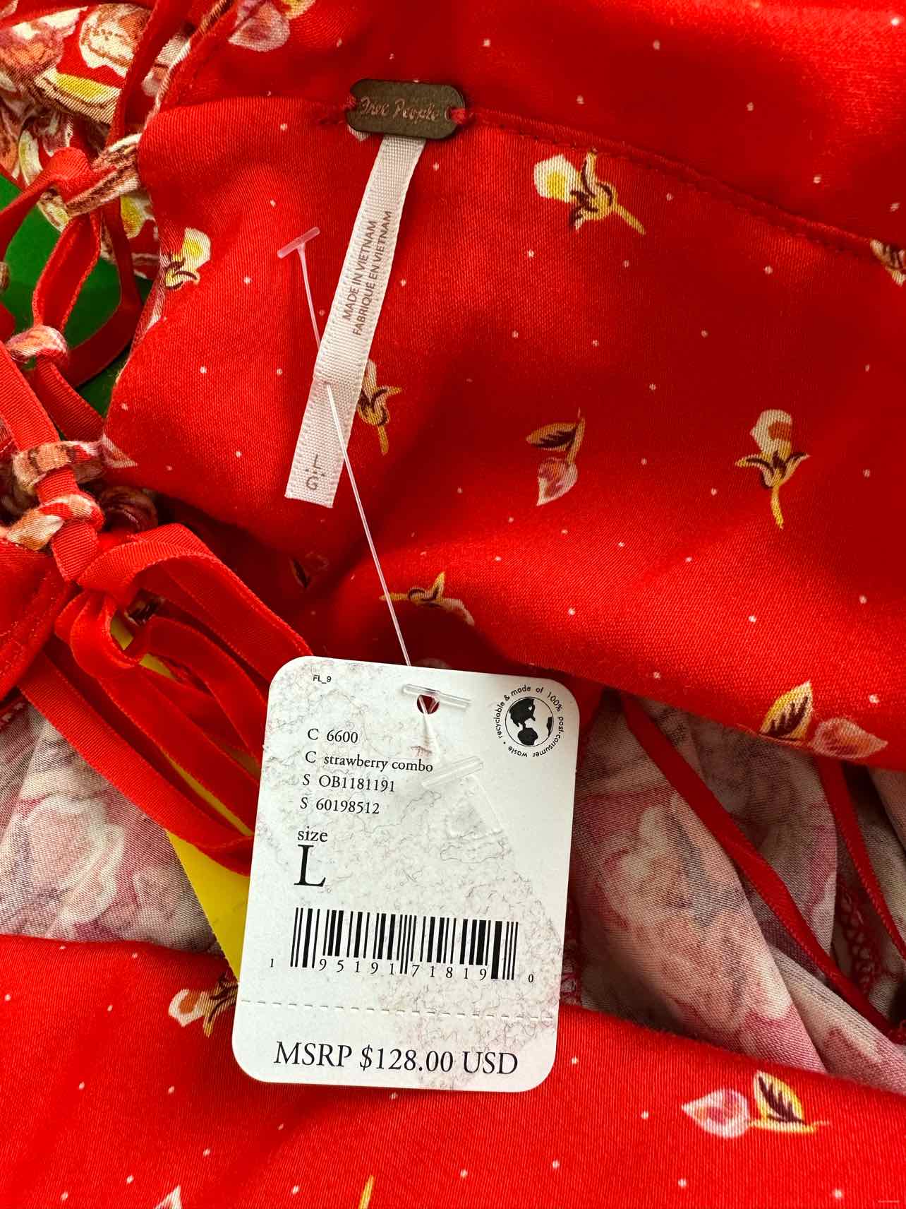 Free People NWT Red Floral Print Dress Size L – alineconsignment