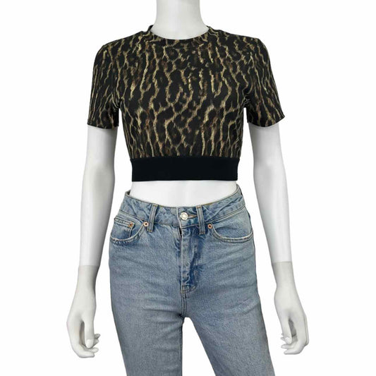 PAM&GELA Brown Leopard Print Crop Top Size M