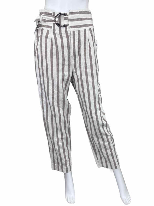 anthropologie Tan Striped Linen Pants Size 10