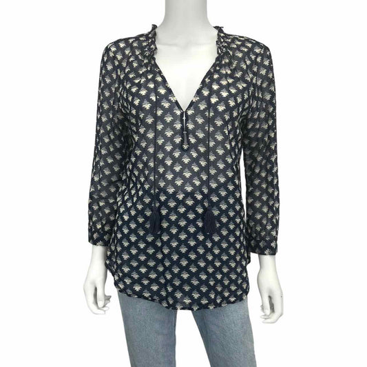 Paige Navy Print Top Size M