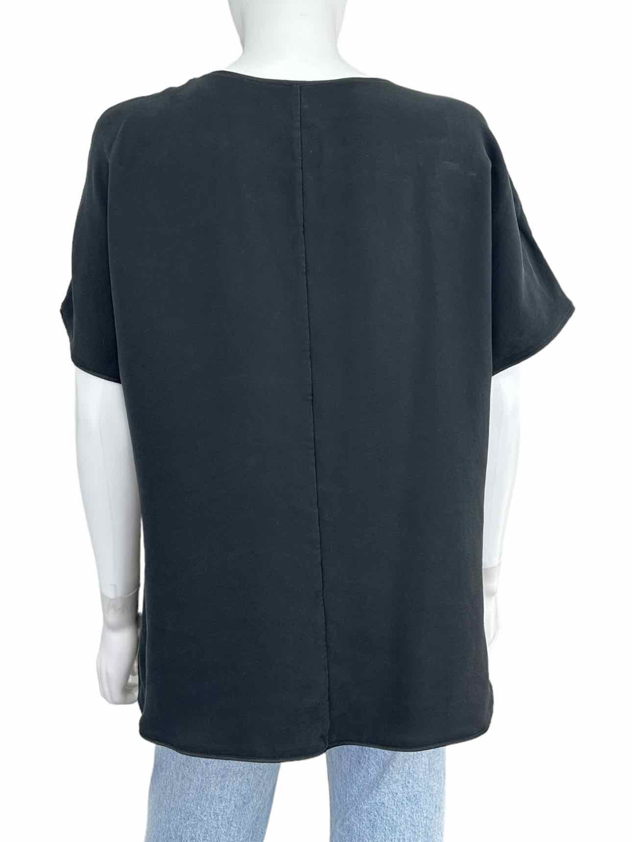 LAFAYETTE 148 NEW YORK Black 100% Silk Popover Top Size M