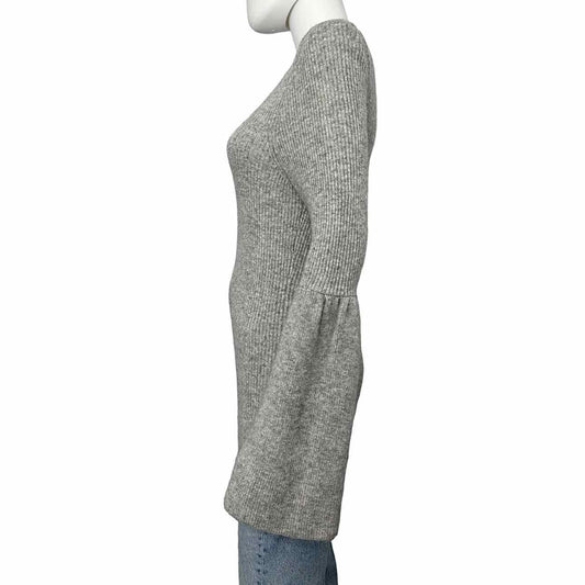 MAGASCHONI Gray 100% Cashmere Bell Sleeve Sweater, left side