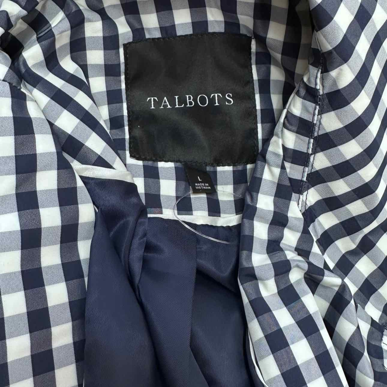Talbots Navy Check Trench Raincoat Size L