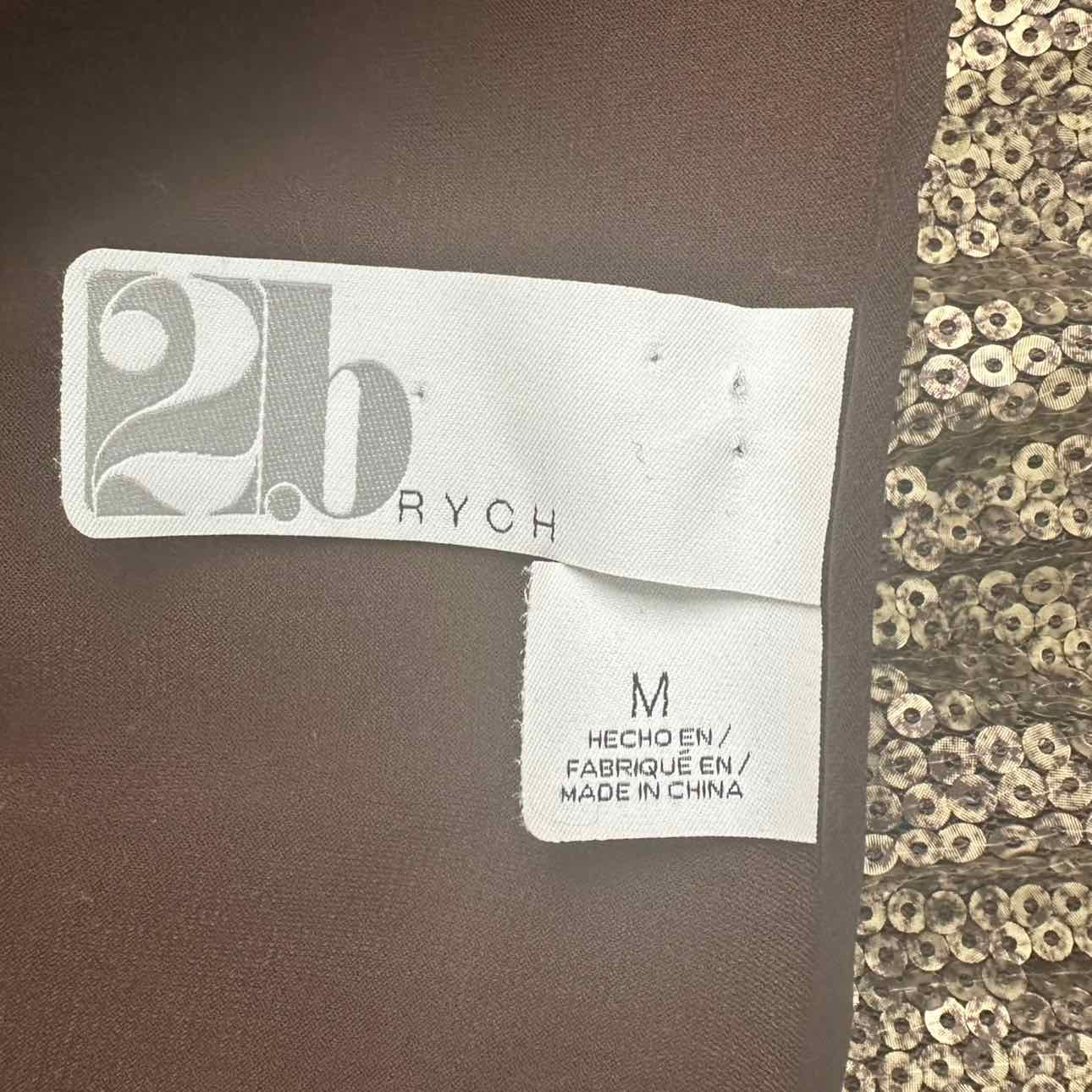 2Brych NWT Metallic Bronze Sequin Top, brand tag