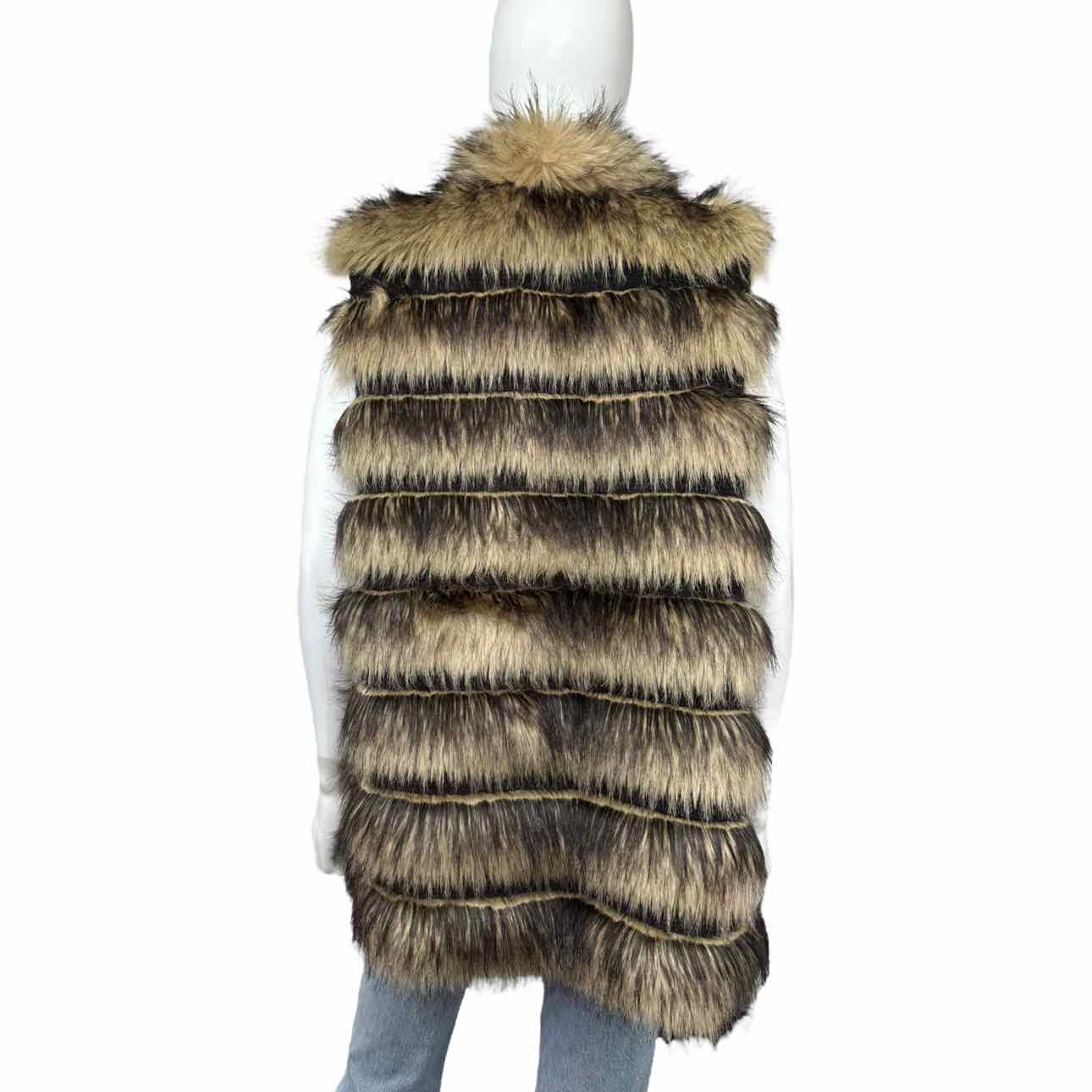 chicos Brown Faux Fur Vest Size XL